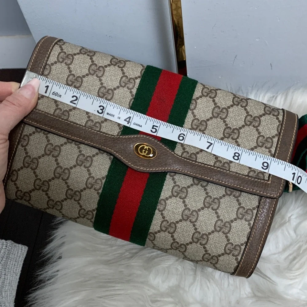 ❌SOLD❌Authentic and vintage Gucci Sherry line Ophidia clutch with free crossbody - Image 6
