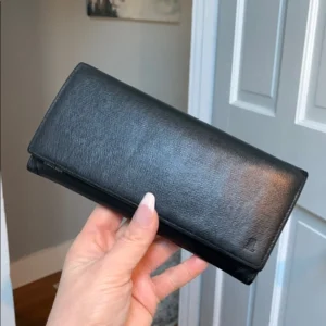 Authentic Lanvin long flap wallet in black and brown