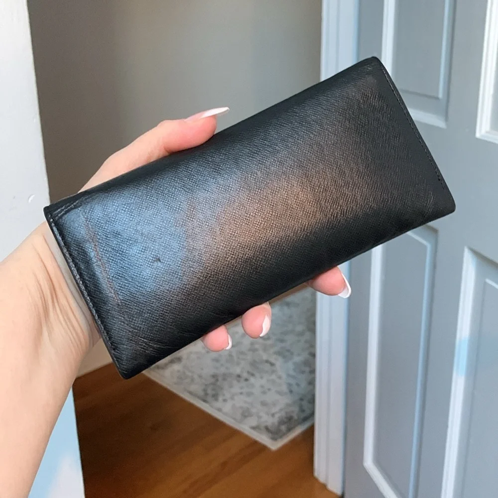 Authentic Lanvin long flap wallet in black and brown - Image 4