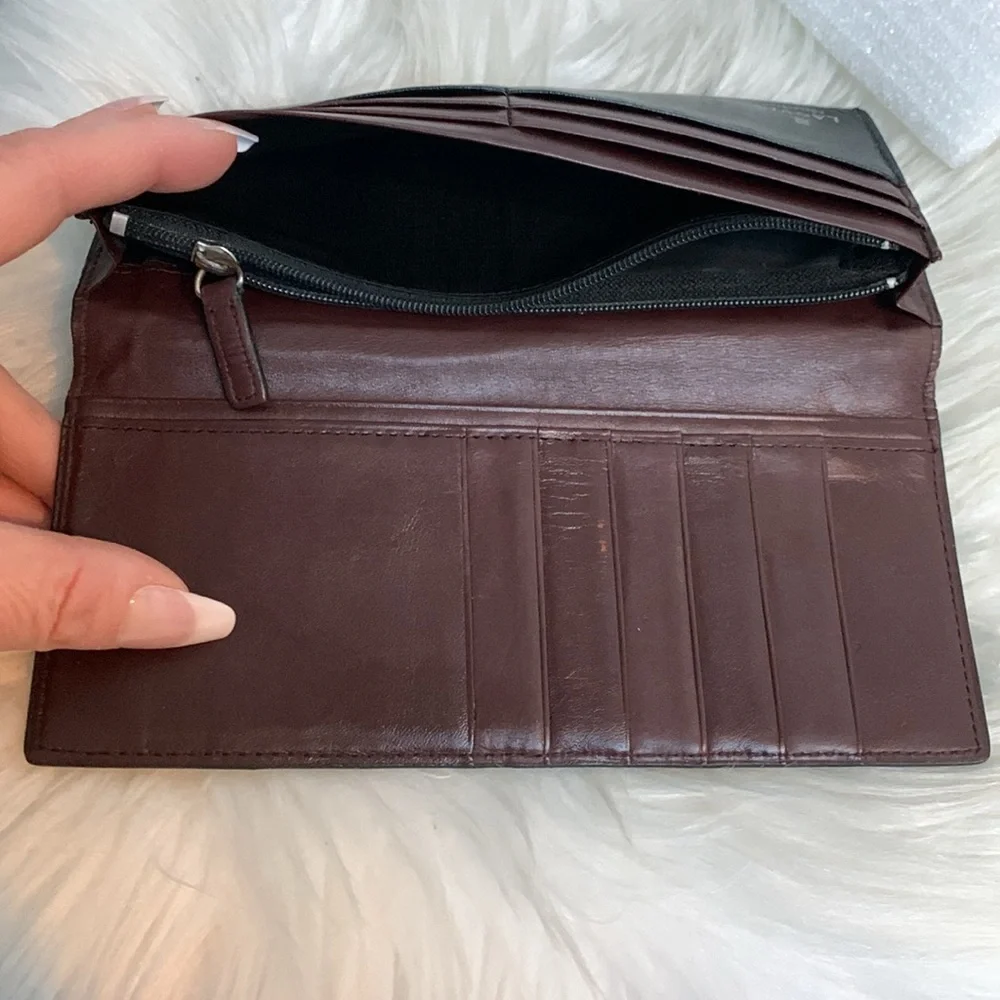 Authentic Lanvin long flap wallet in black and brown - Image 14