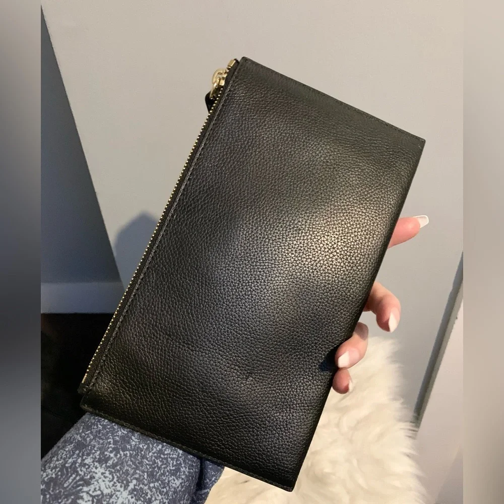 Authentic black buttery soft leather zippy wristlet with built in wallet - Image 3