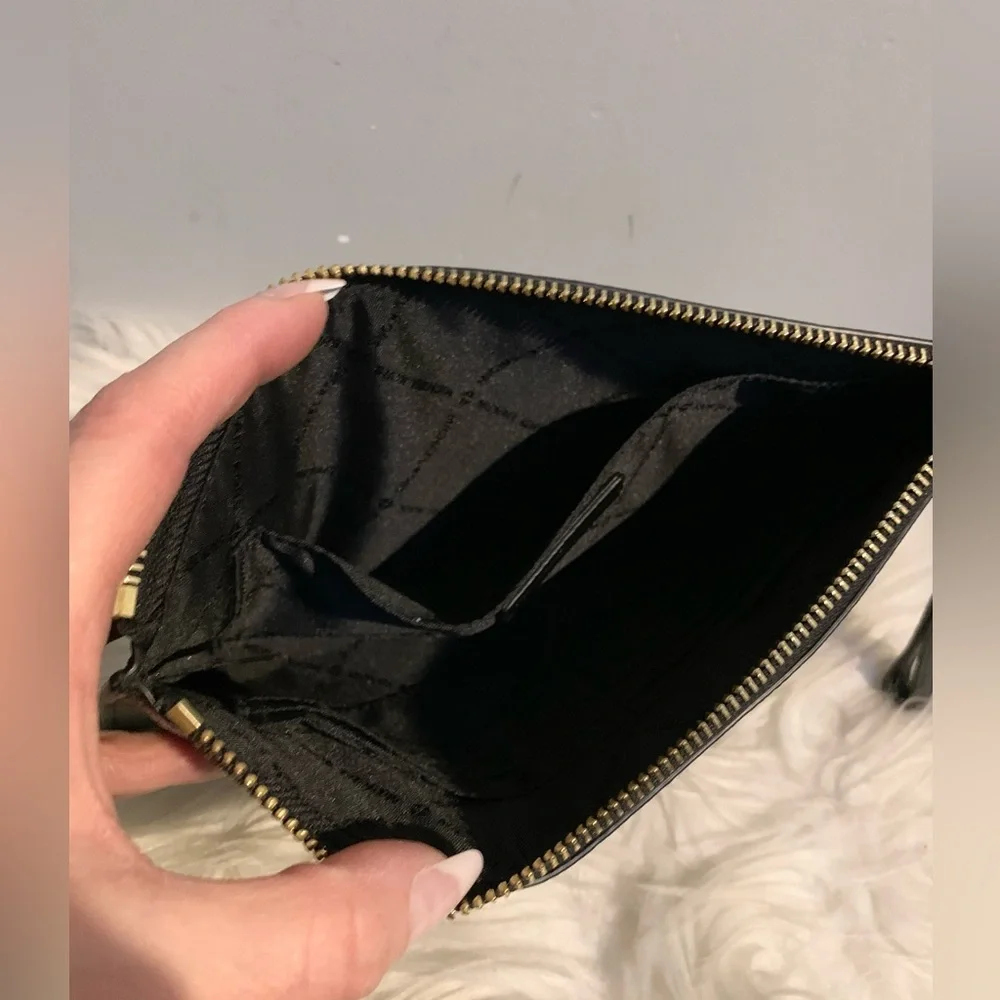 Authentic black buttery soft leather zippy wristlet with built in wallet - Image 6