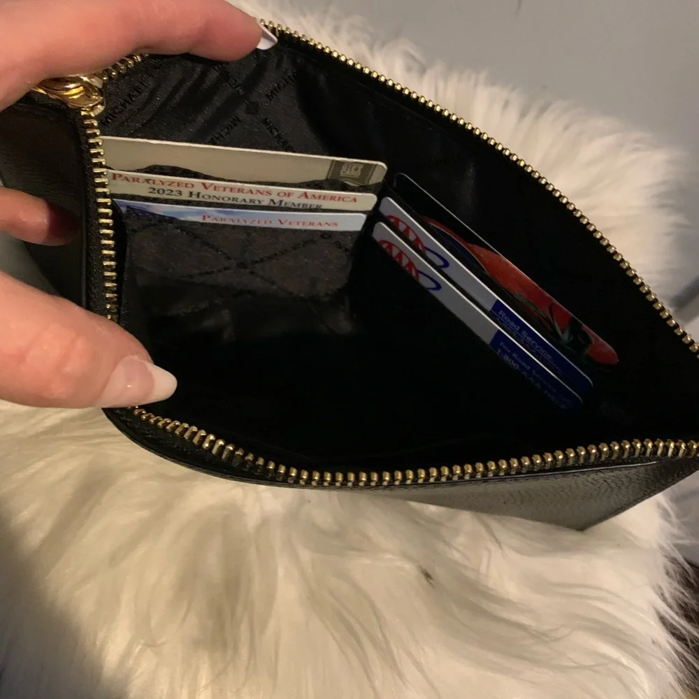 Authentic black buttery soft leather zippy wristlet with built in wallet - Image 8