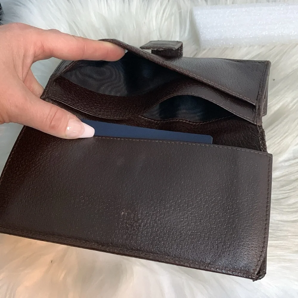 Authentic and vintage Gucci brown cloth and leather long continental wallet - Image 13