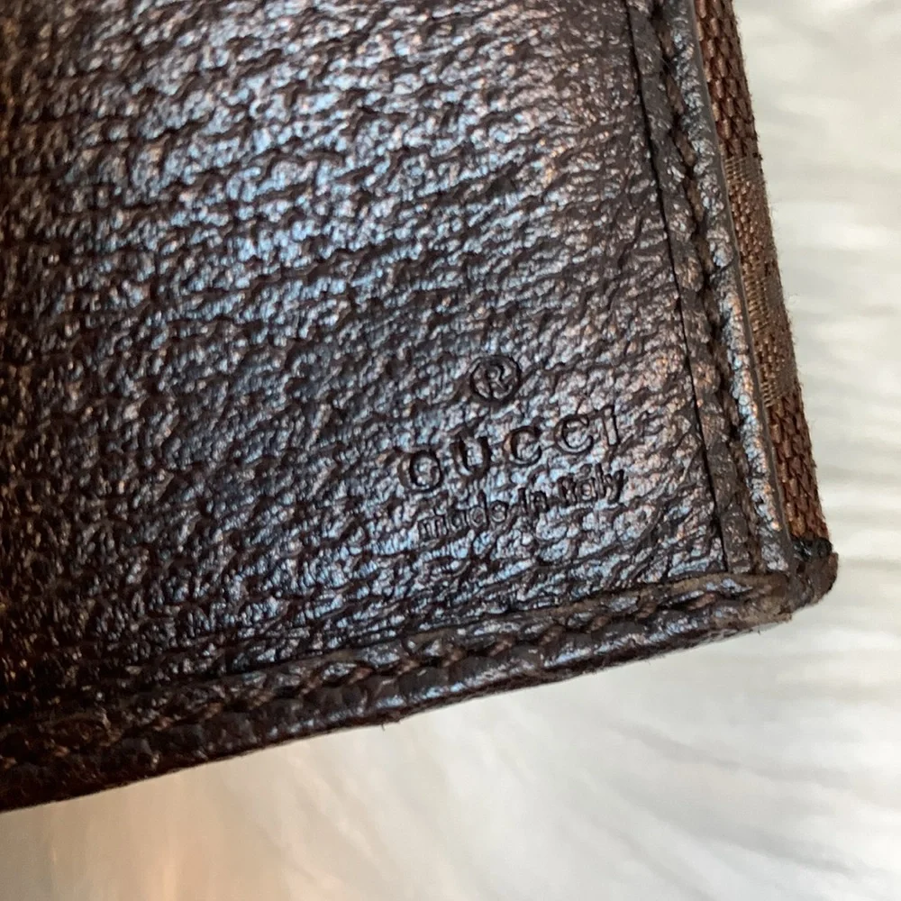 Authentic and vintage Gucci brown cloth and leather long continental wallet - Image 14