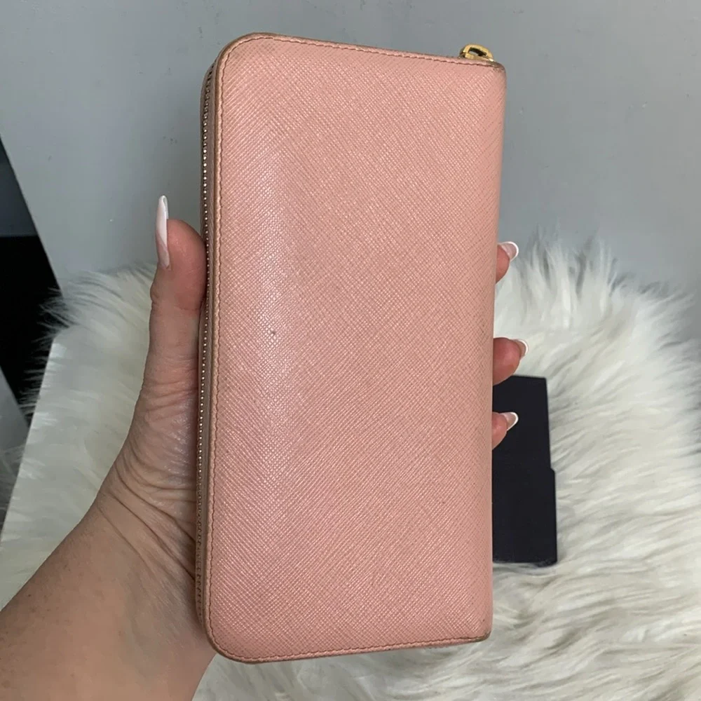 Authentic Prada pink saffiano leather large zippy wallet - Image 3
