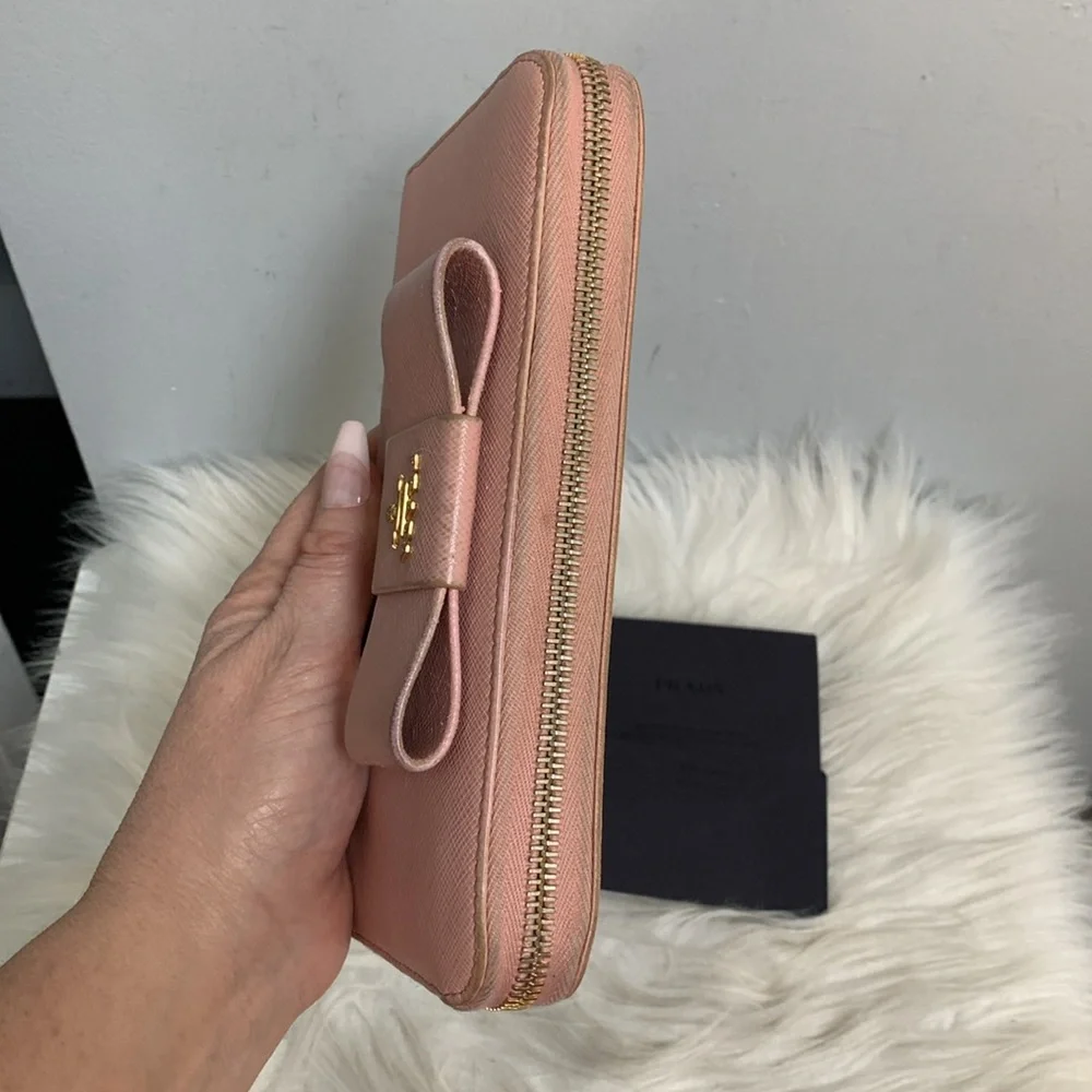 Authentic Prada pink saffiano leather large zippy wallet - Image 4