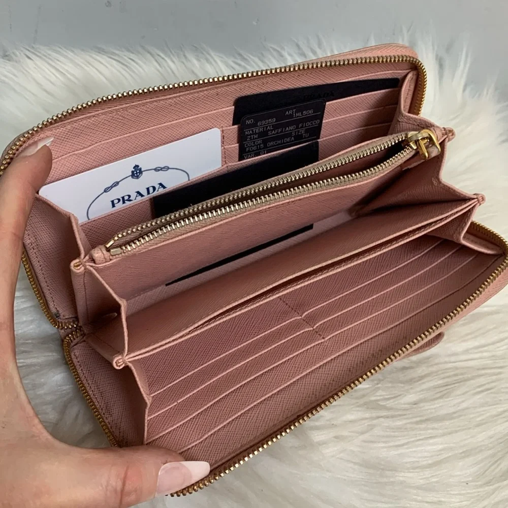 Authentic Prada pink saffiano leather large zippy wallet - Image 8
