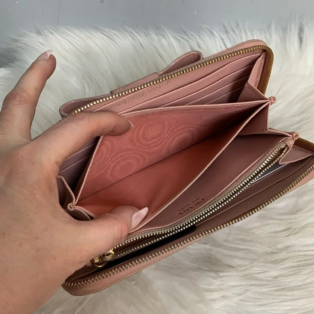 Authentic Prada pink saffiano leather large zippy wallet - Image 9