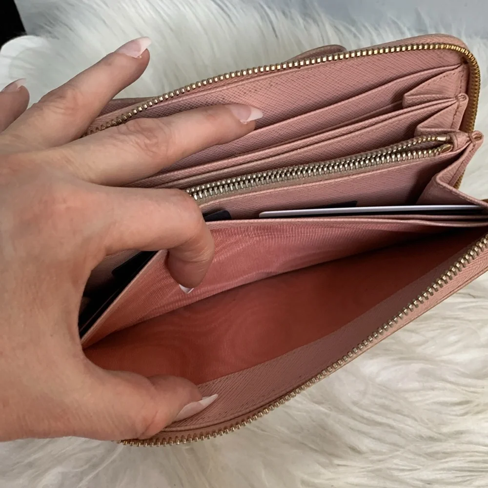 Authentic Prada pink saffiano leather large zippy wallet - Image 11