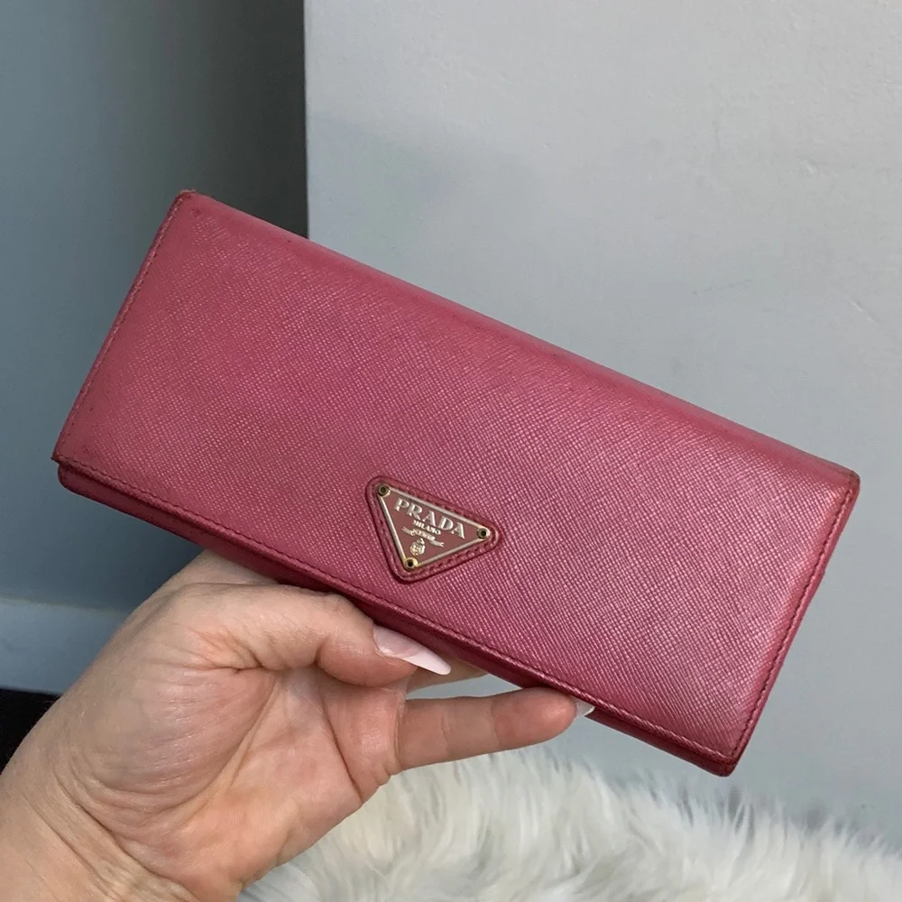 Authentic Prada pink long wallet w original cards - Image 2