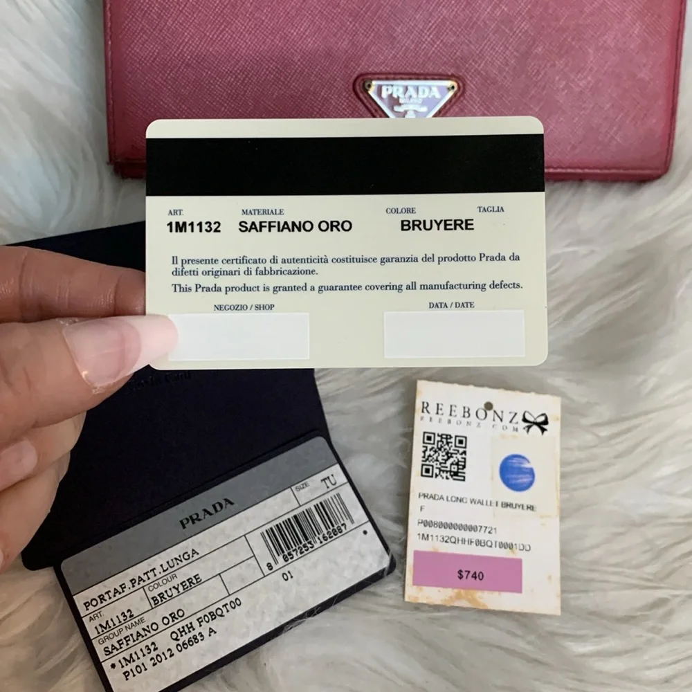 Authentic Prada pink long wallet w original cards - Image 3