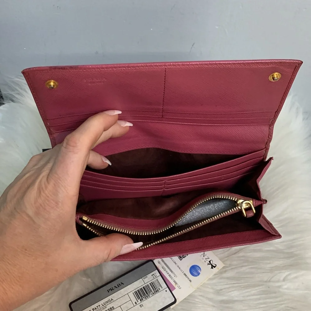 Authentic Prada pink long wallet w original cards - Image 11