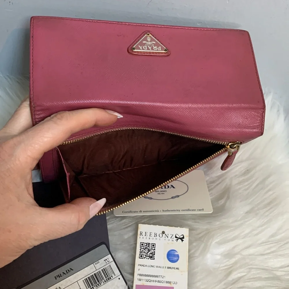 Authentic Prada pink long wallet w original cards - Image 12