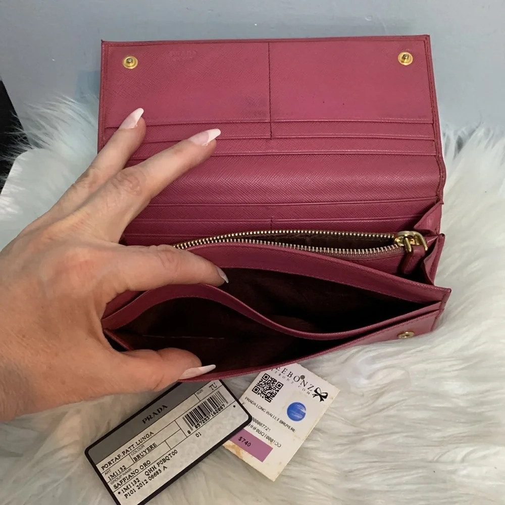 Authentic Prada pink long wallet w original cards - Image 13