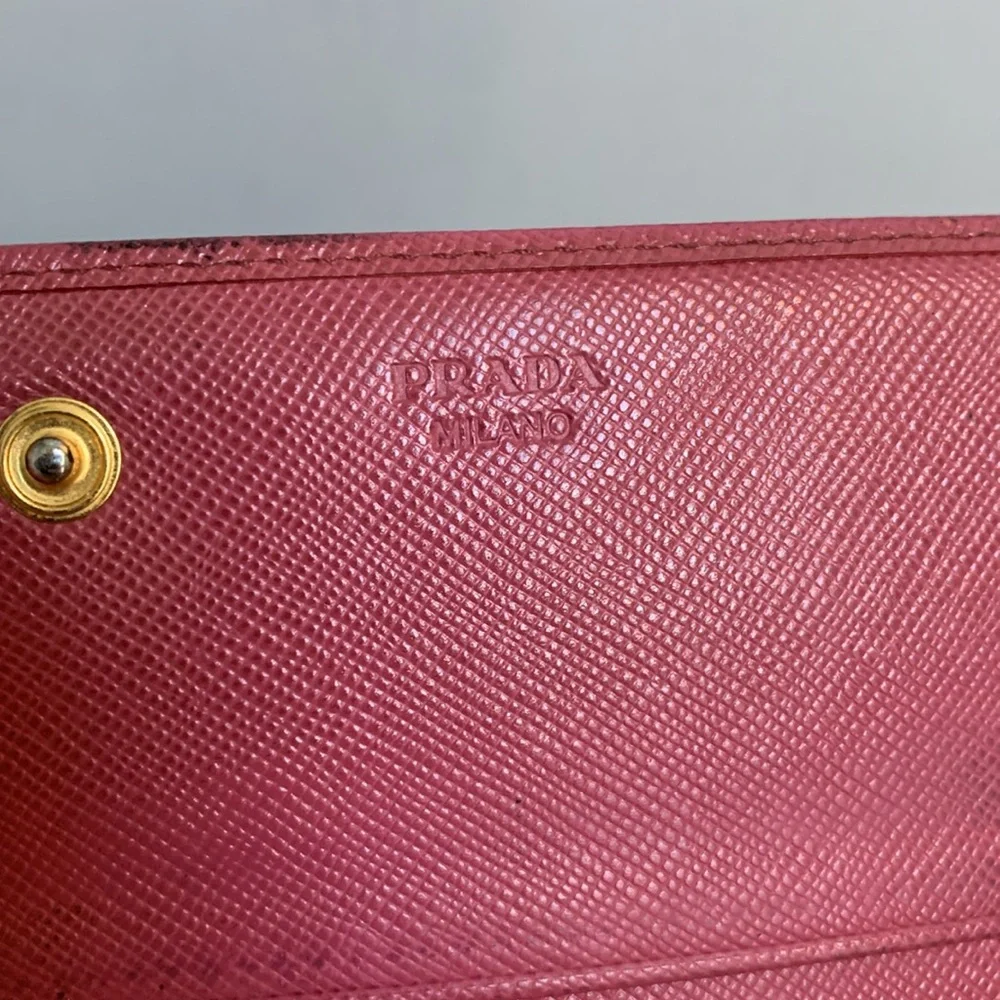 Authentic Prada pink long wallet w original cards - Image 14