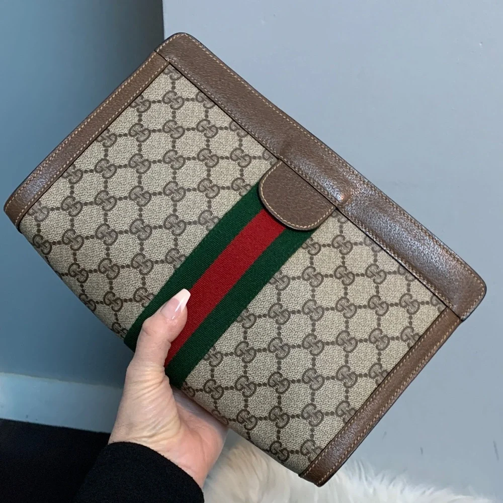 1980’s vintage Gucci Sherry Line Ophidia Velcro top clutch - Image 2