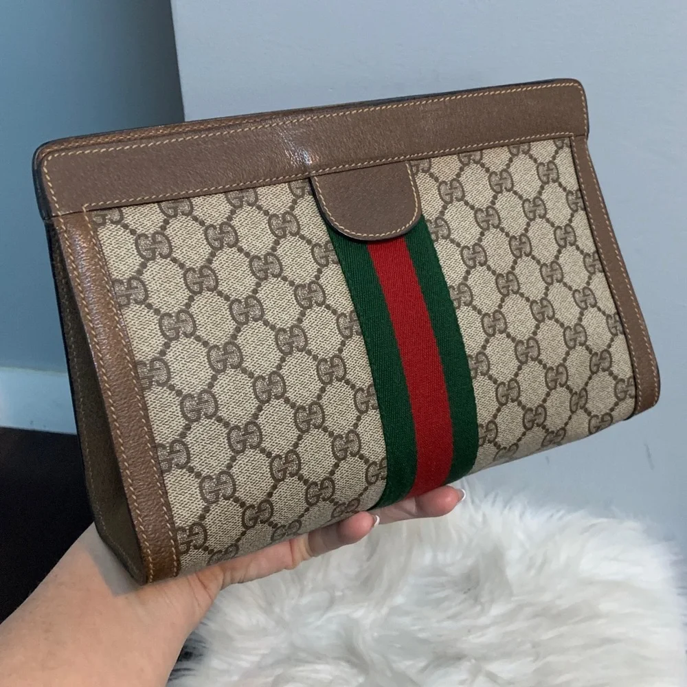1980’s vintage Gucci Sherry Line Ophidia Velcro top clutch - Image 3