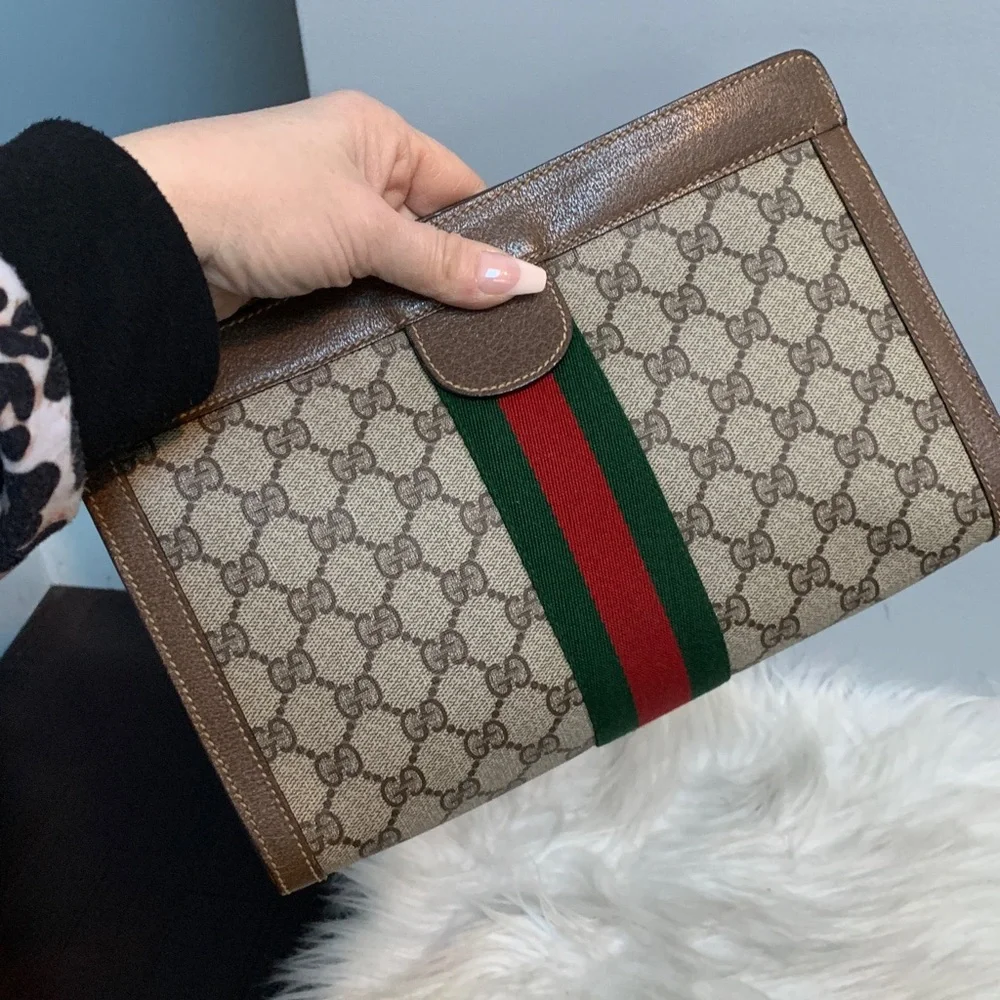 1980’s vintage Gucci Sherry Line Ophidia Velcro top clutch - Image 7