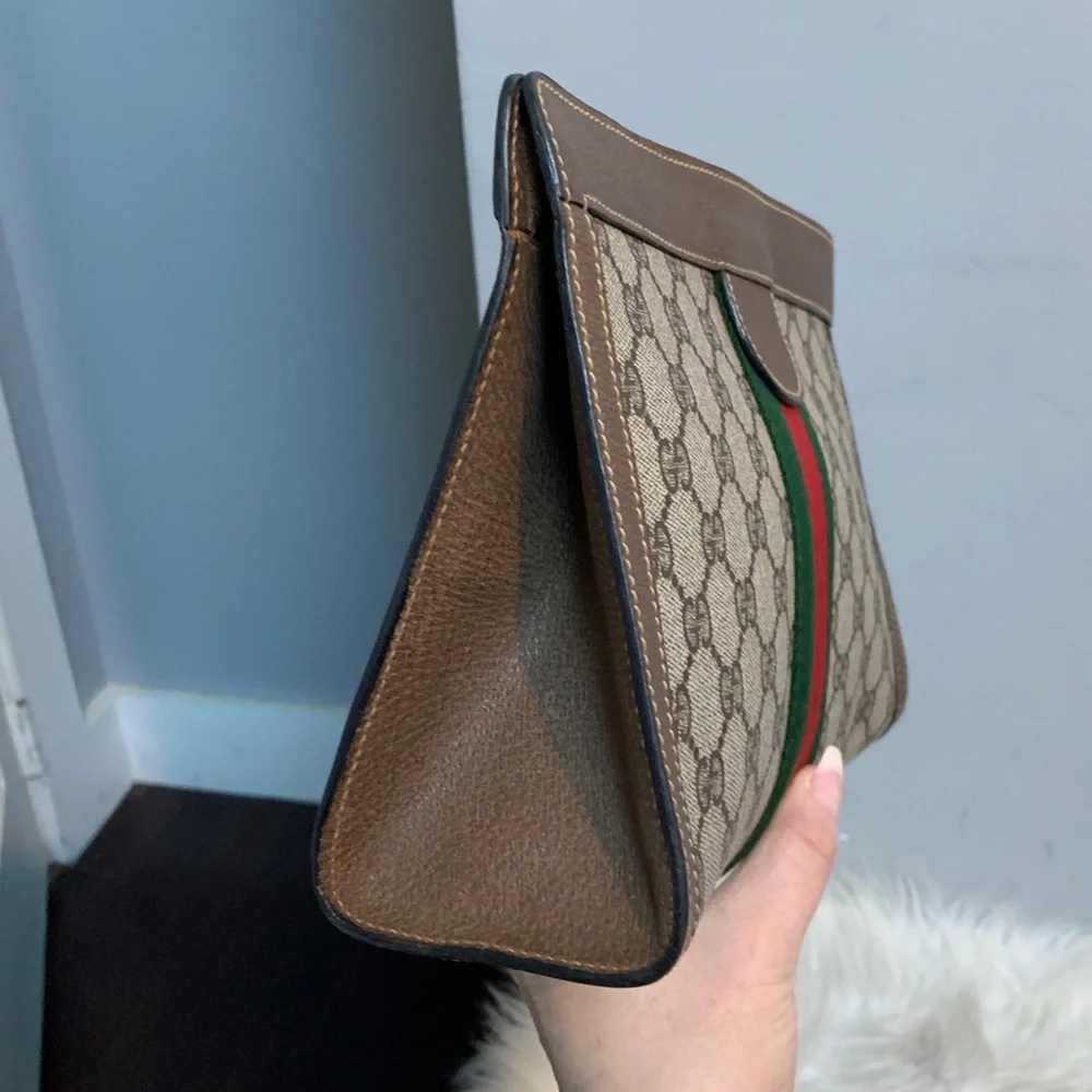 1980’s vintage Gucci Sherry Line Ophidia Velcro top clutch - Image 9