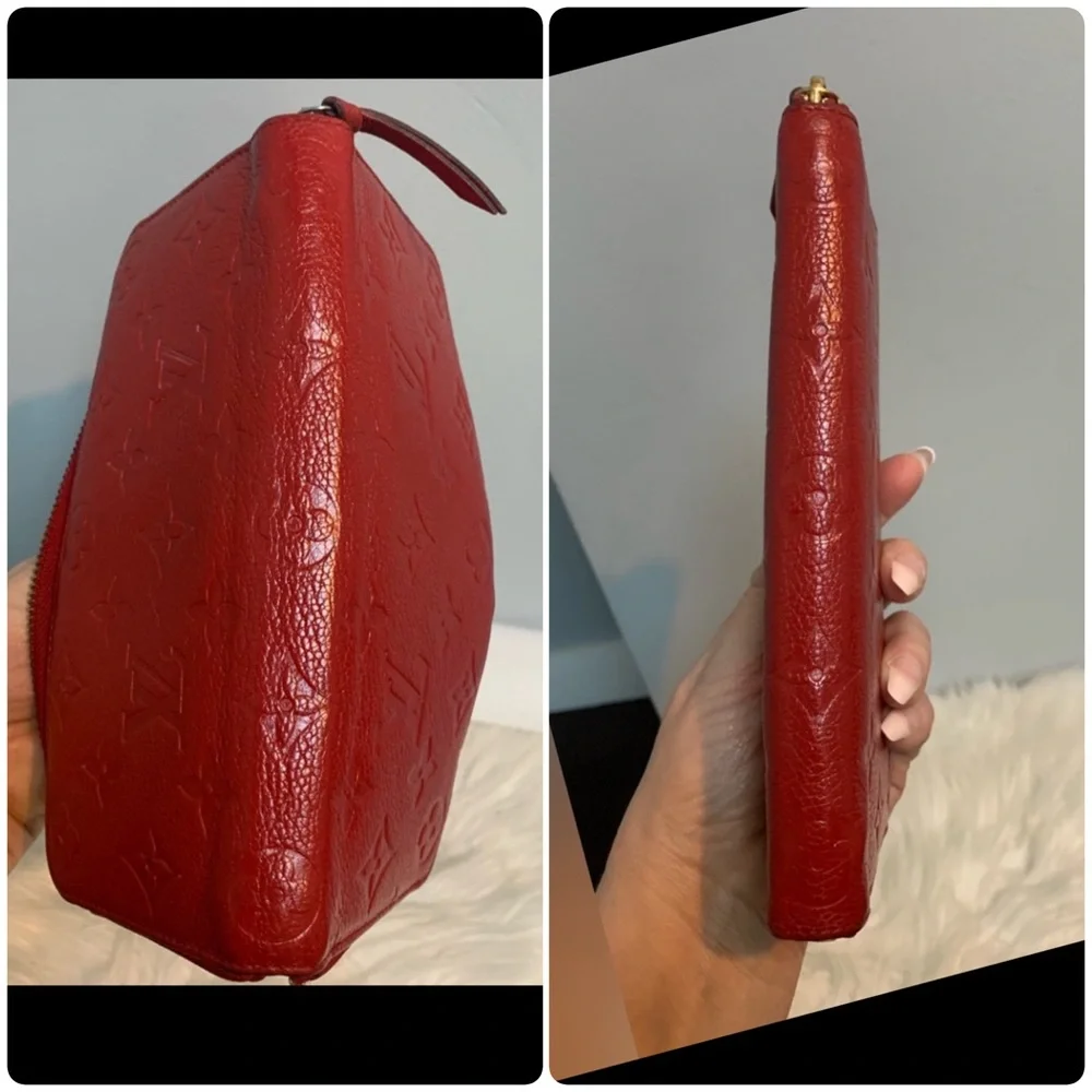 2018 authentic Louis Vuitton red empreinte leather Clemence zippy wallet - Image 6