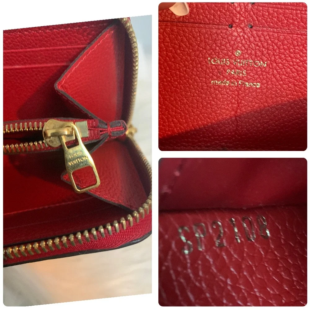 2018 authentic Louis Vuitton red empreinte leather Clemence zippy wallet - Image 15