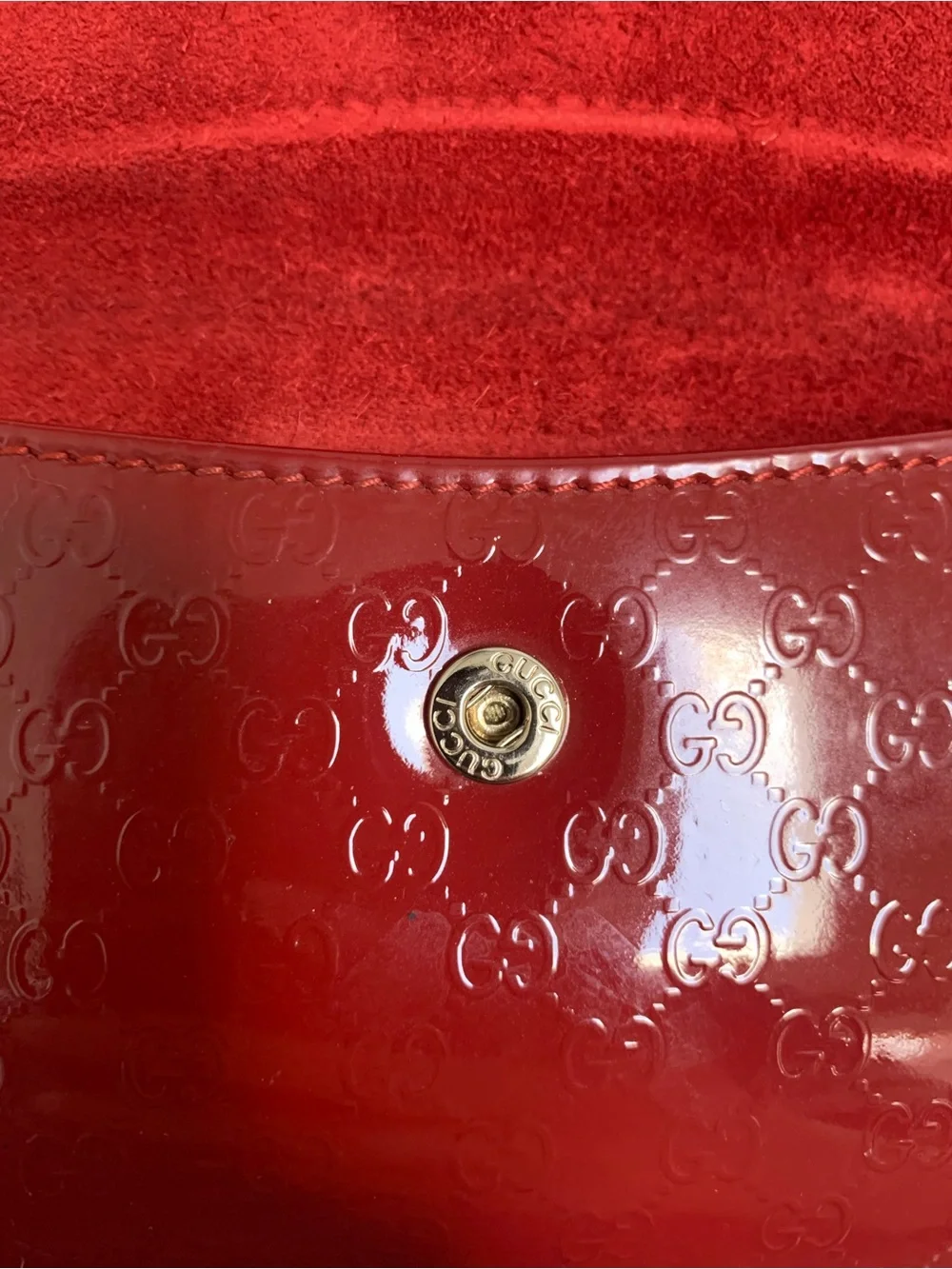 Authentic red patent leather Gucci long wallet w heart snap ❤️ - Image 16