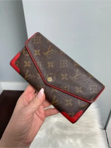 2016 Louis Vuitton Red Retiro and monogram v flap wallet