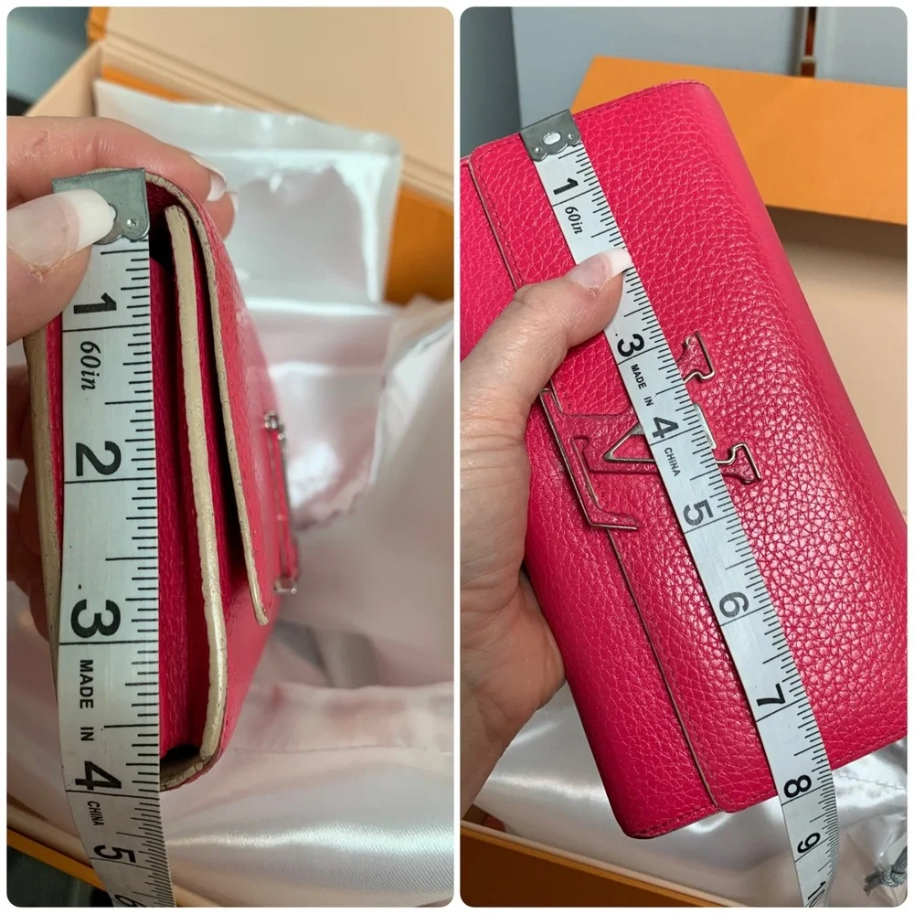 2016 authentic Louis Vuitton fuscia Capucines Taurillon leather wallet - Image 5