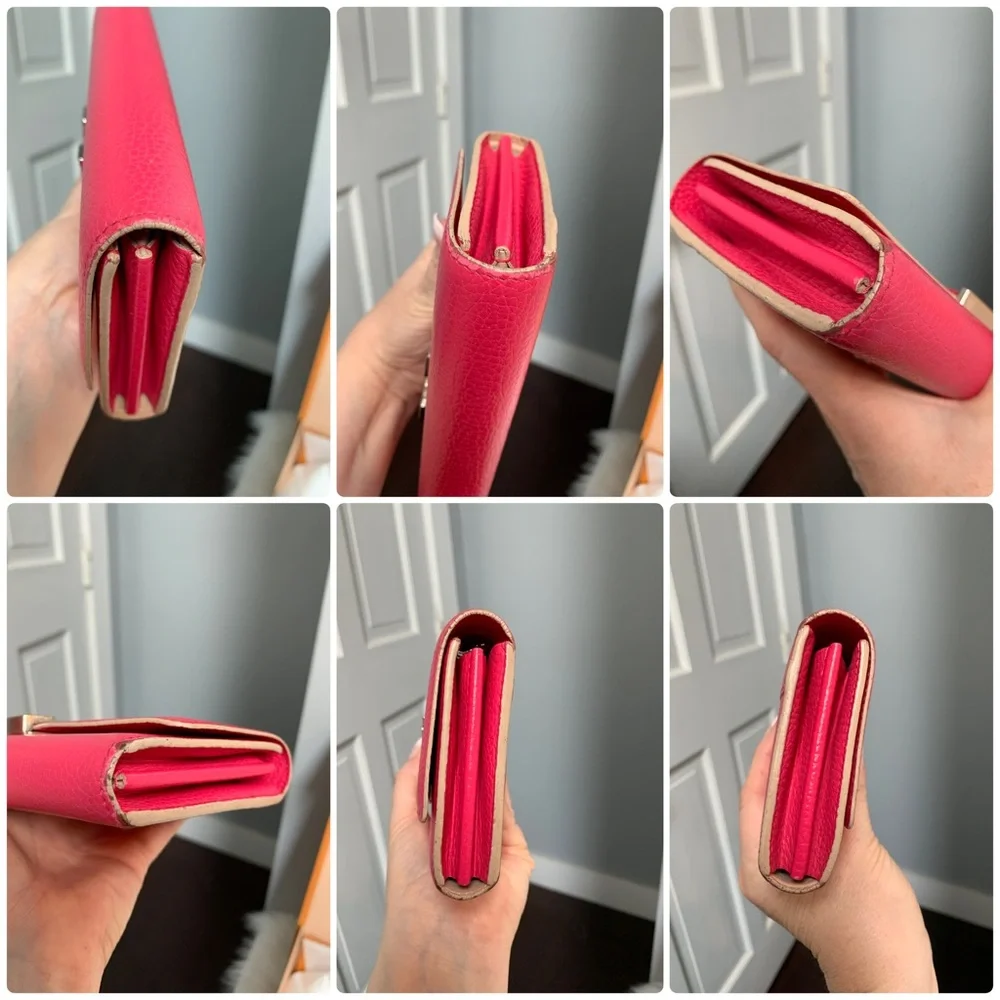 2016 authentic Louis Vuitton fuscia Capucines Taurillon leather wallet - Image 6