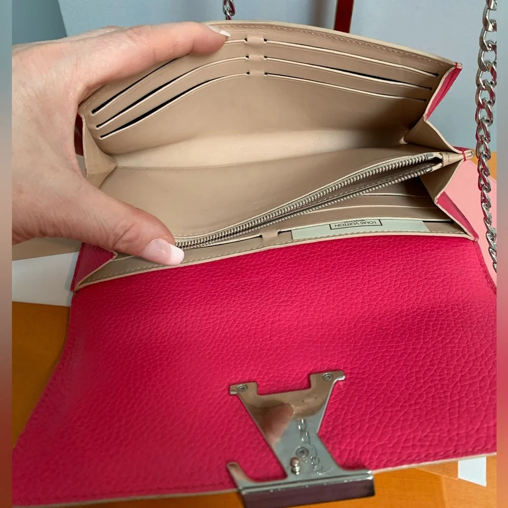 2016 authentic Louis Vuitton fuscia Capucines Taurillon leather wallet - Image 12