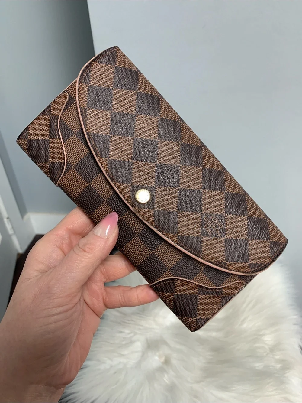 2016 authentic Louis Vuitton Caissa Damier Ebene diamond checkered wallet