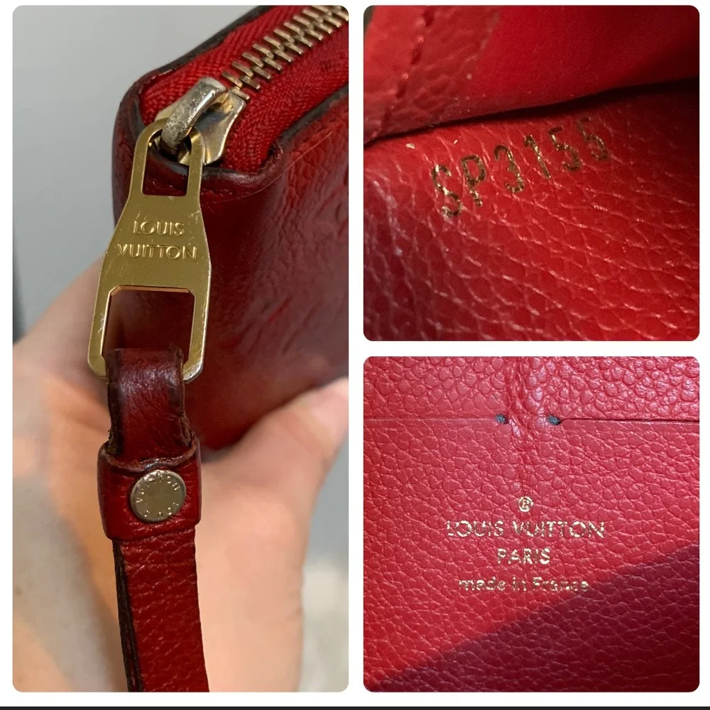 2015 authentic Louis Vuitton red empreinte leather zippy - Image 9