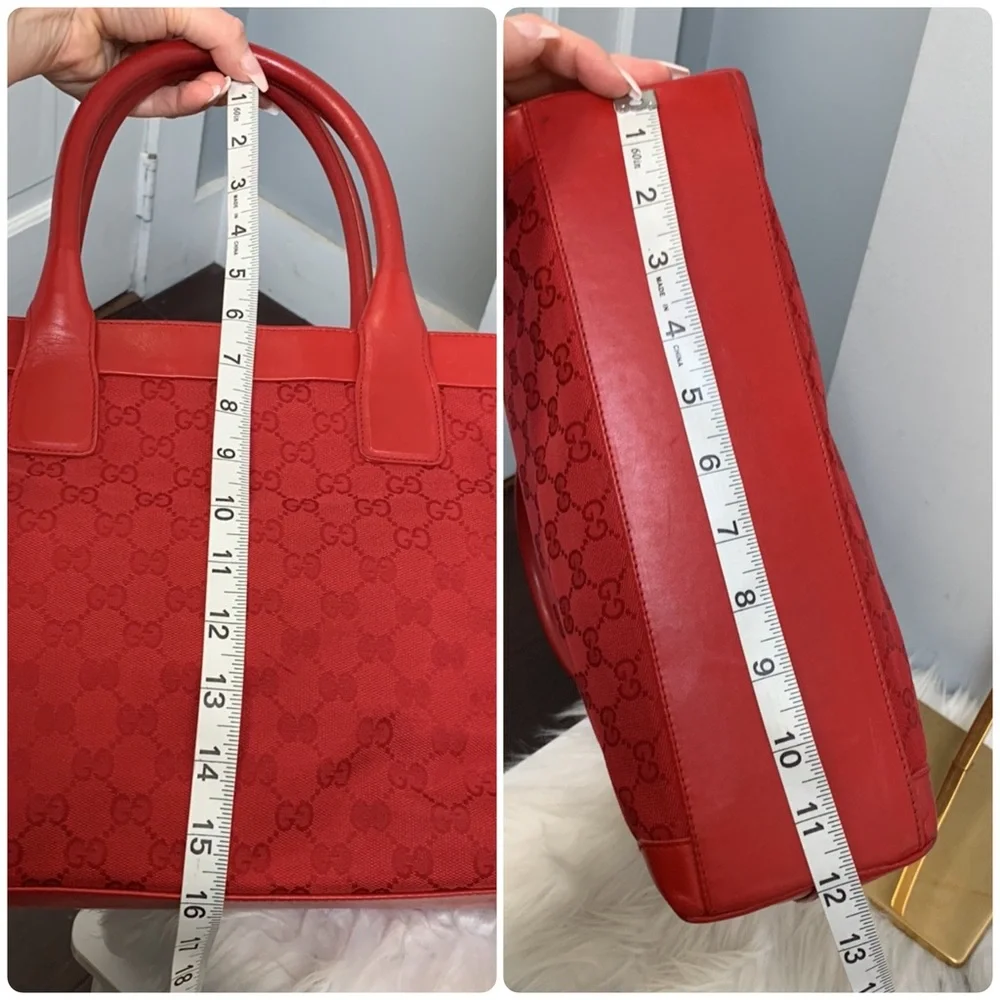 Authentic Gucci all red Guccisma medium size tote bag with zip closure - Image 7