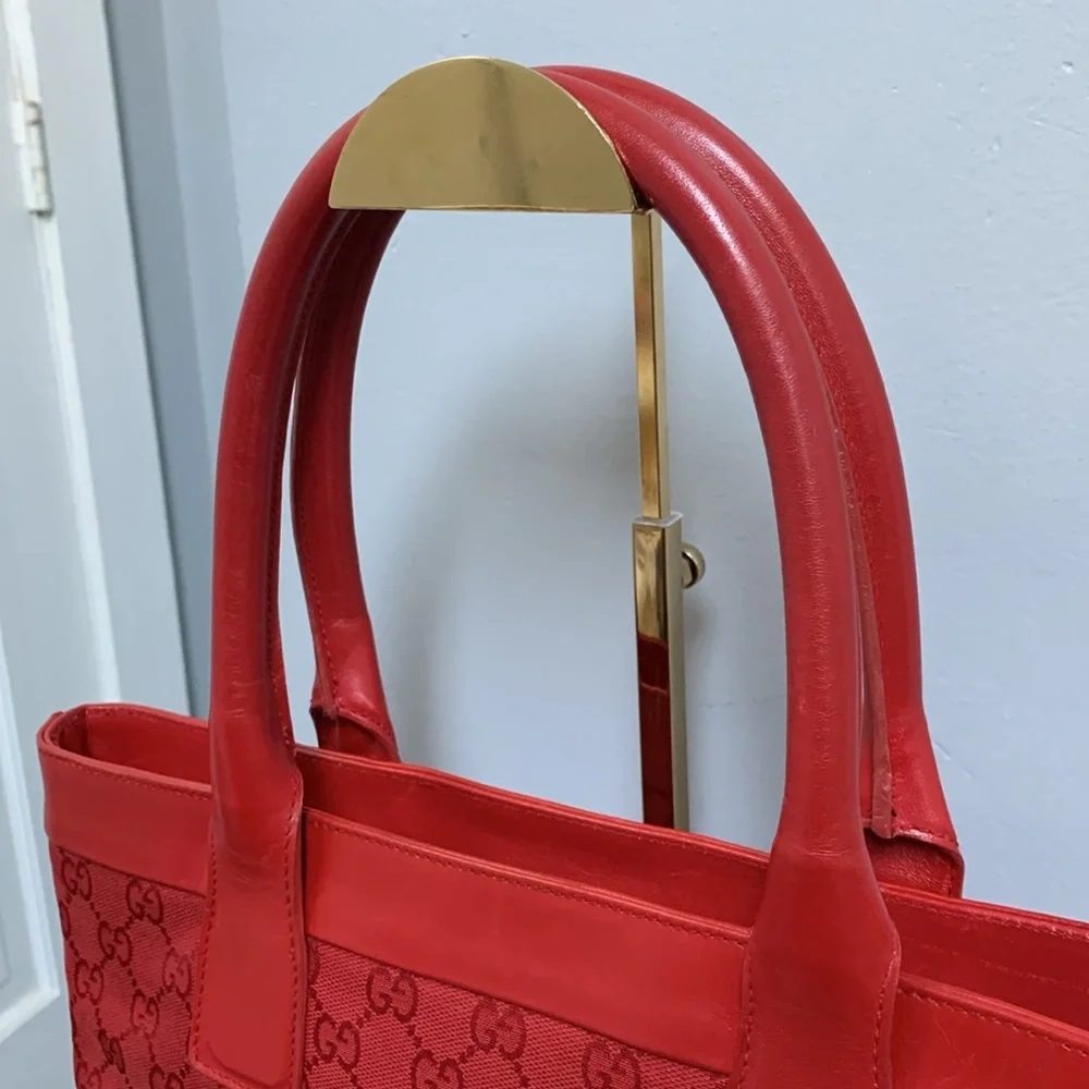 Authentic Gucci all red Guccisma medium size tote bag with zip closure - Image 8