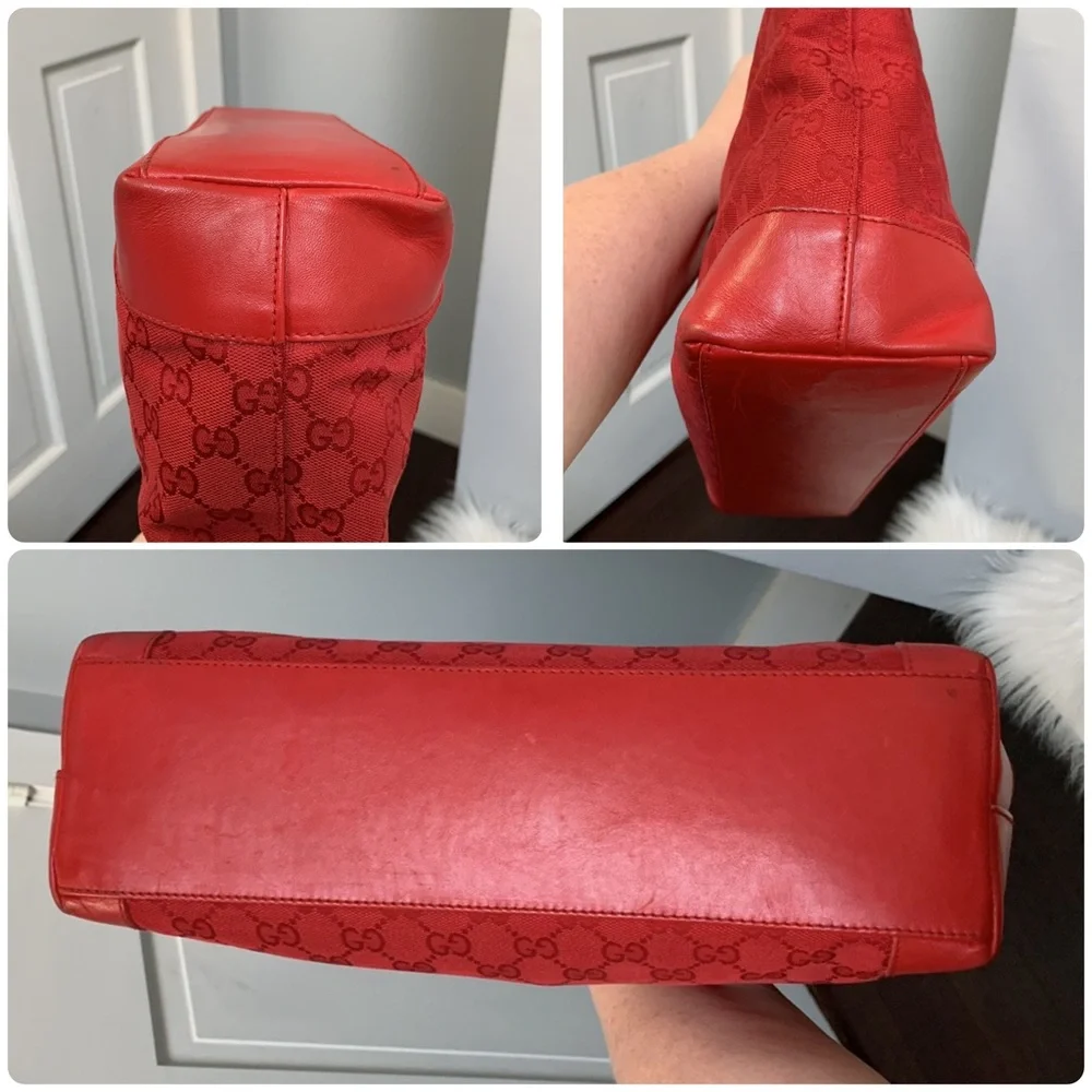 Authentic Gucci all red Guccisma medium size tote bag with zip closure - Image 12