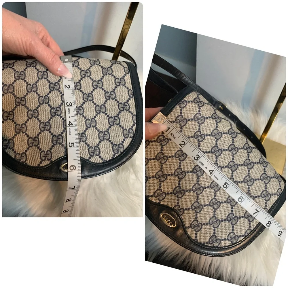 Authentic Gucci vintage navy blue saddle shape crossbody - Image 3