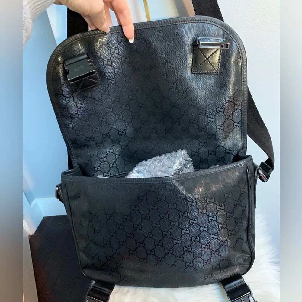 Authentic all - black Gucci Messenger bag - Image 8