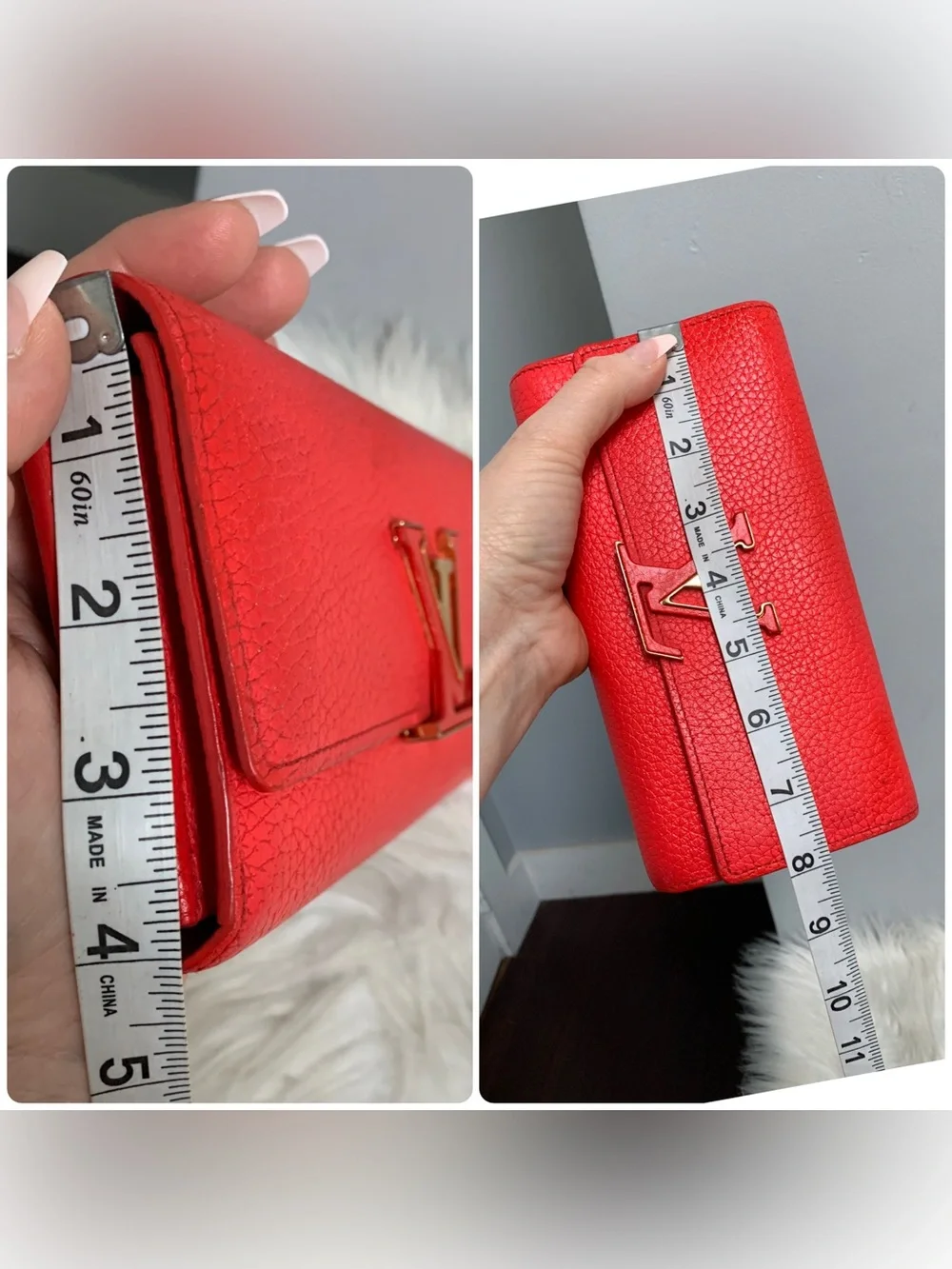 2019 authentic Louis Vuitton Capucines long wallet in bright coral color. - Image 5