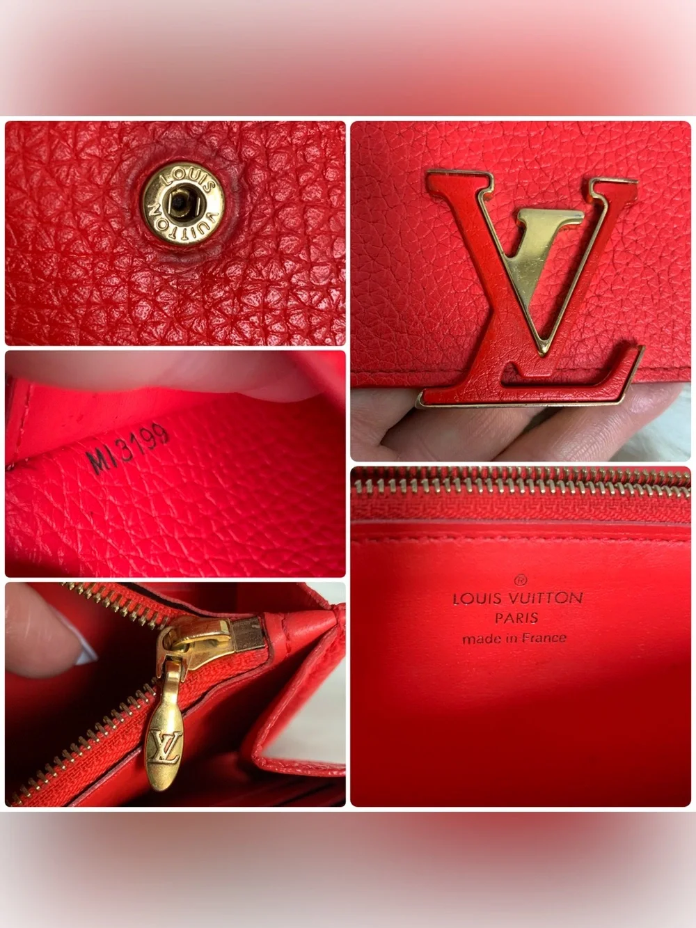 2019 authentic Louis Vuitton Capucines long wallet in bright coral color. - Image 13
