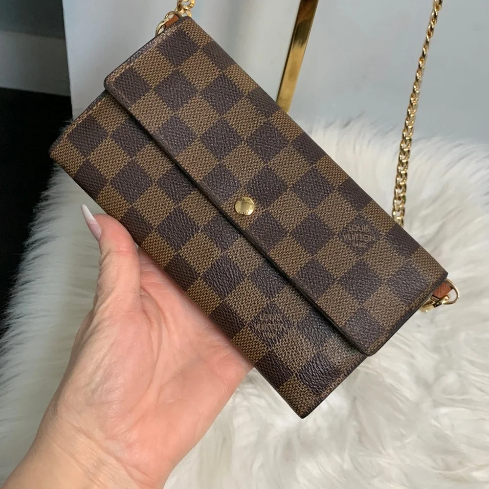2007 authentic Louis Vuitton Damier Ebene Sarah wallet w free conversion kit - Image 3