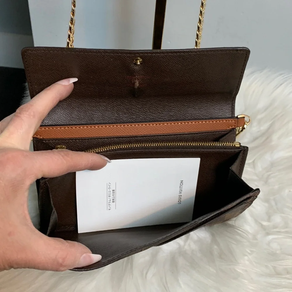 2007 authentic Louis Vuitton Damier Ebene Sarah wallet w free conversion kit - Image 11