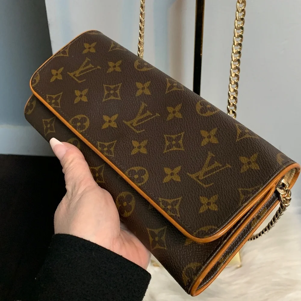 1999 authentic Louis Vuitton Twin Pochette GM crossbody w free chain - Image 4