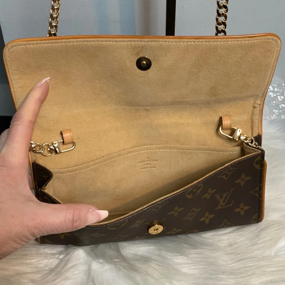 1999 authentic Louis Vuitton Twin Pochette GM crossbody w free chain - Image 12