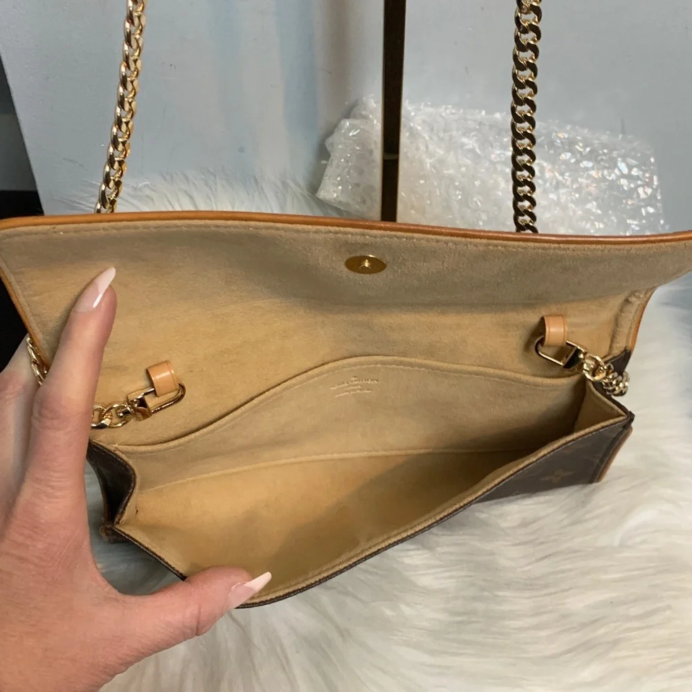 1999 authentic Louis Vuitton Twin Pochette GM crossbody w free chain - Image 13