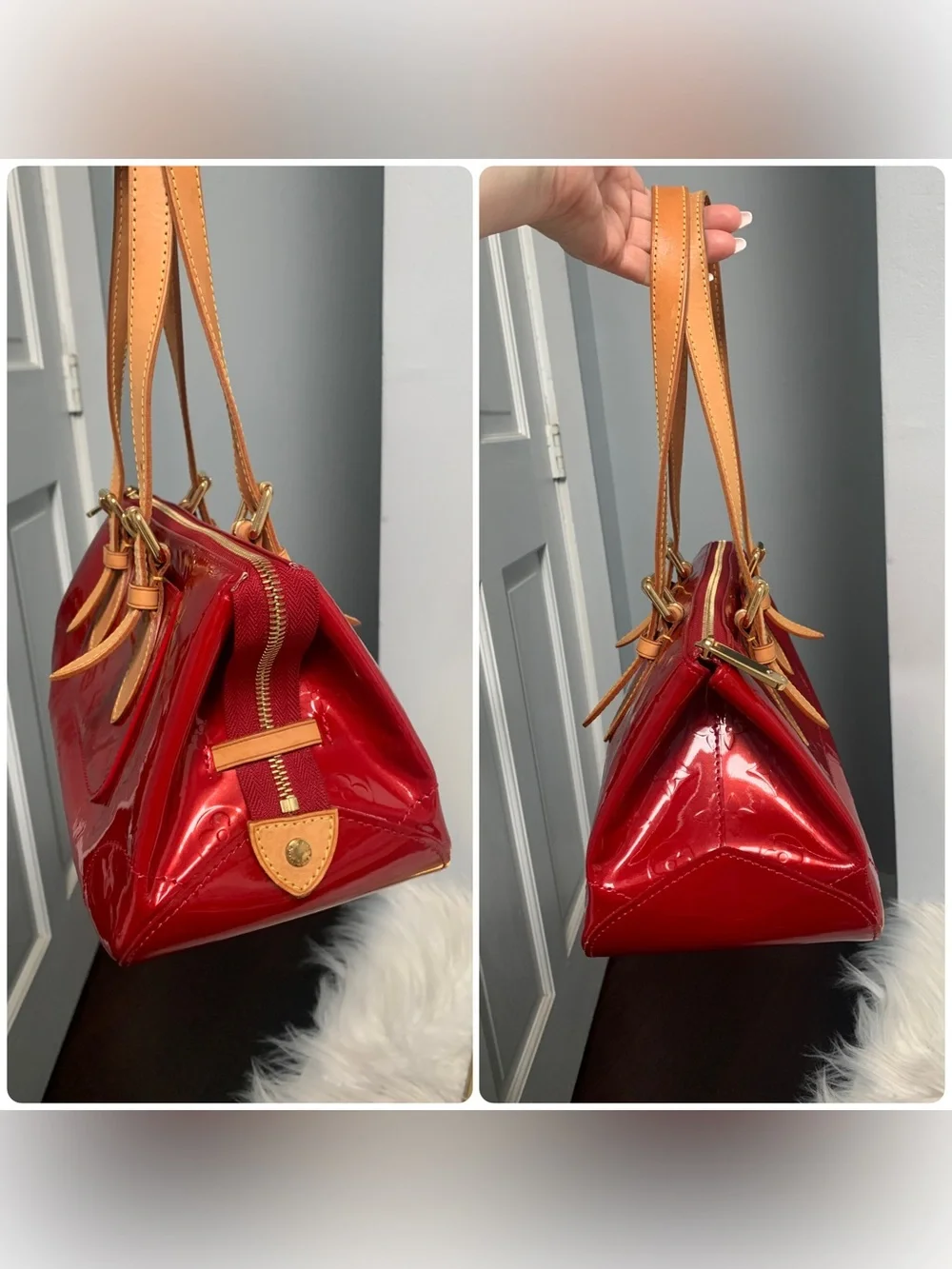 2007 authentic Louis Vuitton Rosewood Avenue red vernis leather bag - Image 8