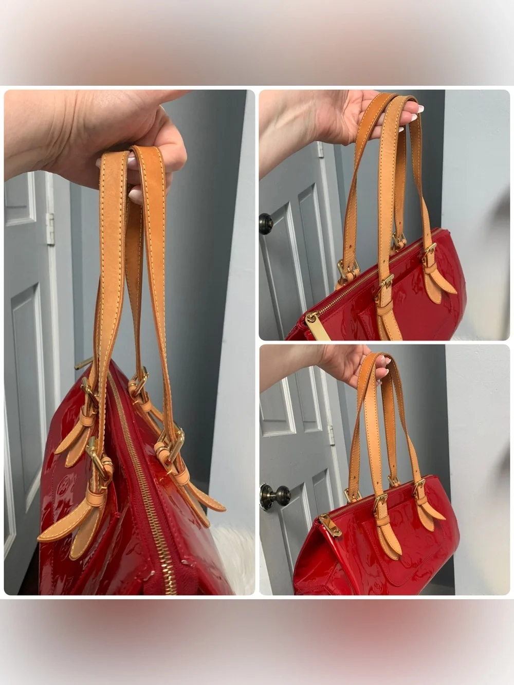 2007 authentic Louis Vuitton Rosewood Avenue red vernis leather bag - Image 9