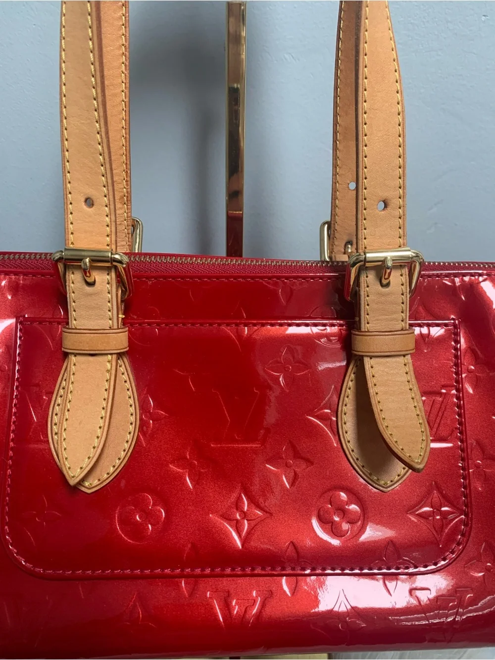 2007 authentic Louis Vuitton Rosewood Avenue red vernis leather bag - Image 10